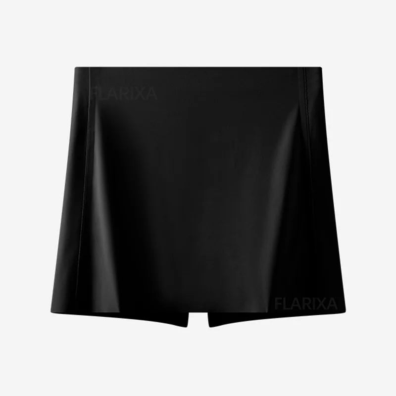 Flarixa Ice Silk Safety Shorts Double Layer Invisible Under Skirt Panties Seamless Boyshorts Women Underwear Anti Friction Pants