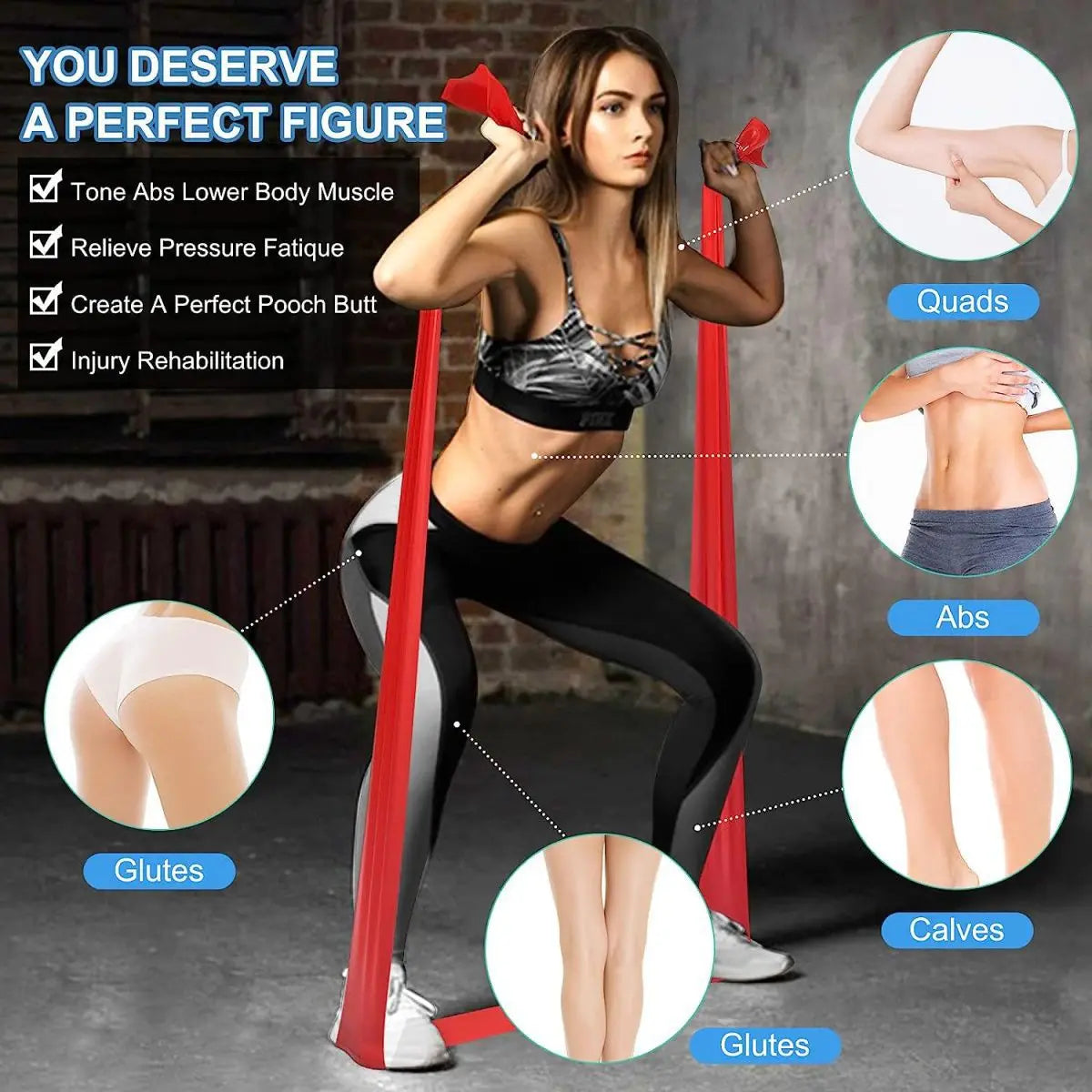 Yoga Pilates Resistance Band Long Training Stretch Bands for Physical Therapy Lower Body Home Gym Strength Elastic Exercise Band