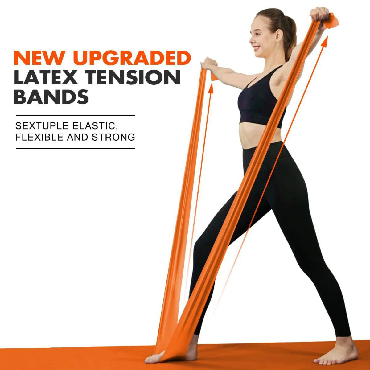 Yoga Pilates Resistance Band Long Training Stretch Bands for Physical Therapy Lower Body Home Gym Strength Elastic Exercise Band