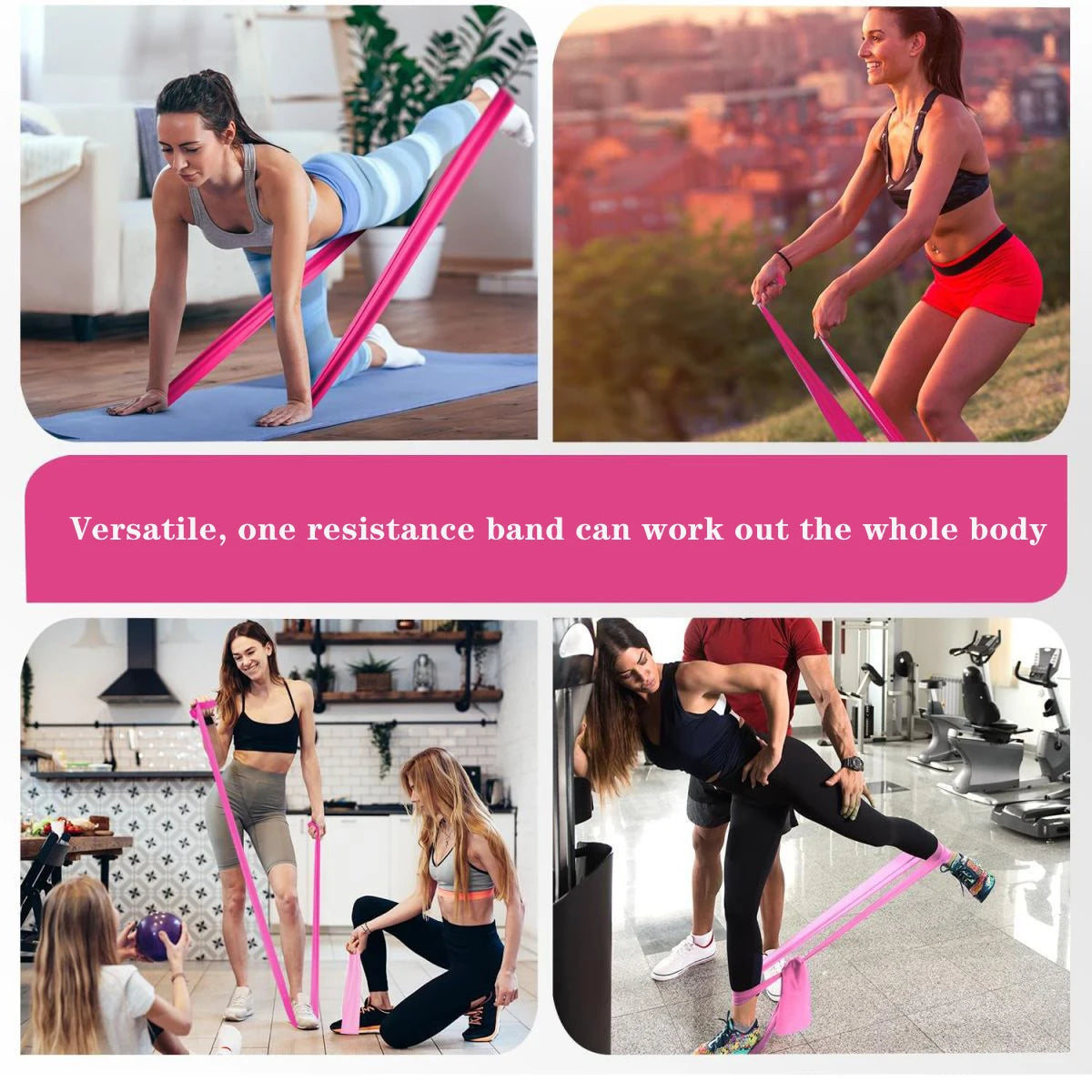 Yoga Pilates Resistance Band Long Training Stretch Bands for Physical Therapy Lower Body Home Gym Strength Elastic Exercise Band
