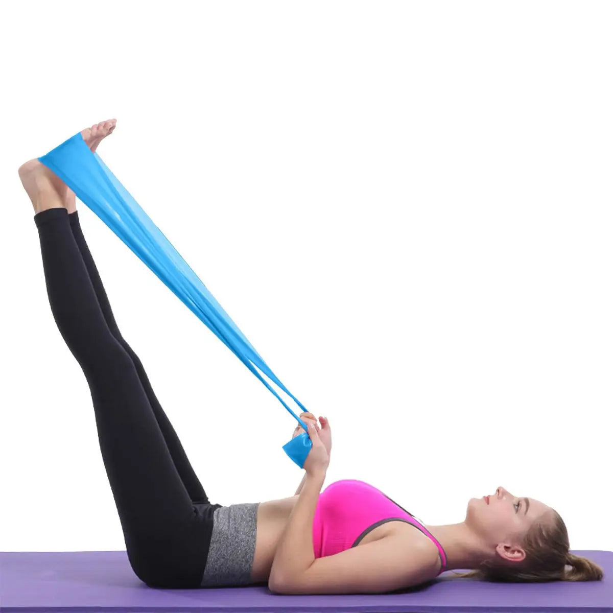 Yoga Pilates Resistance Band Long Training Stretch Bands for Physical Therapy Lower Body Home Gym Strength Elastic Exercise Band